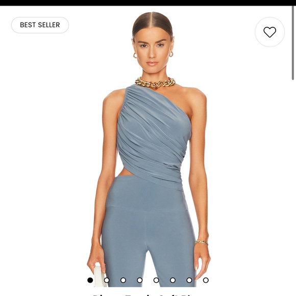 NORMA KAMALI DIANA TOP SOFT BLUE XS NEW WITH TAGS - Picture 2 of 6